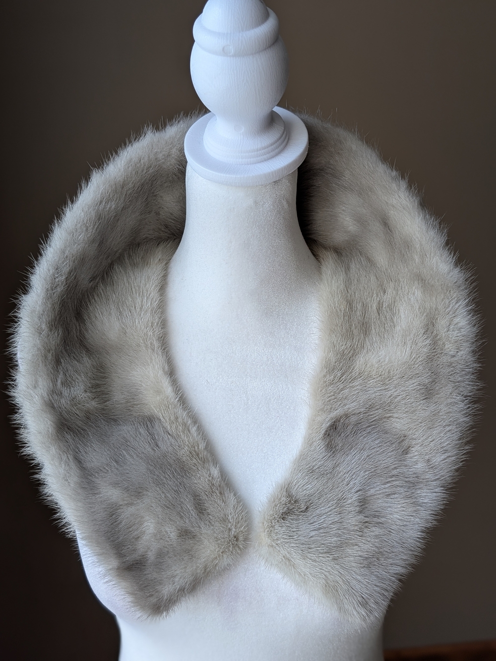 Vintage Genuine Mink Fur Collar Scarf Grey Beige 34" - Picture 7 of 13